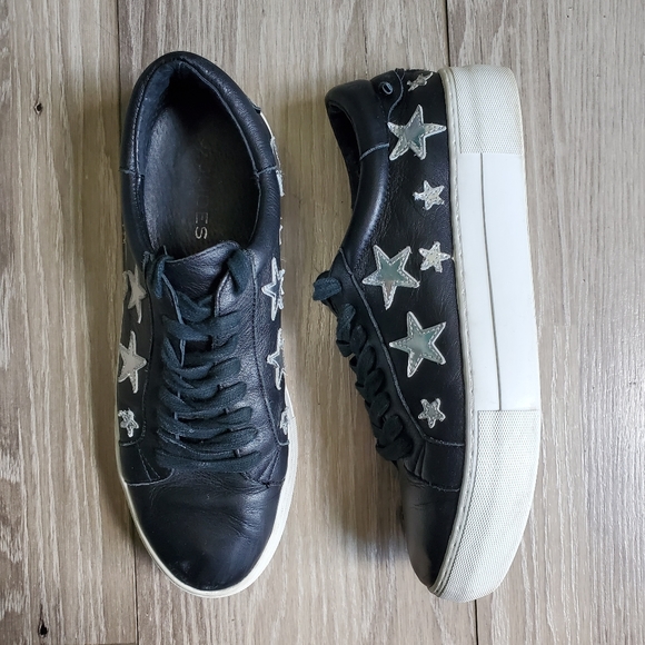 J/SLIDES Shoes - J/Slides Black Silver Star Sneakers